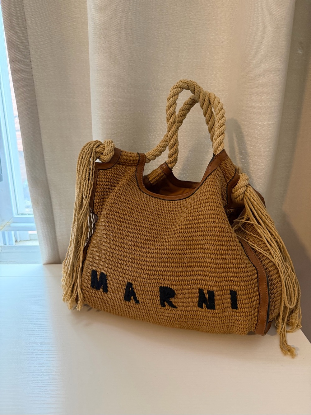 Marni Marcel raffia tote bag authentic
